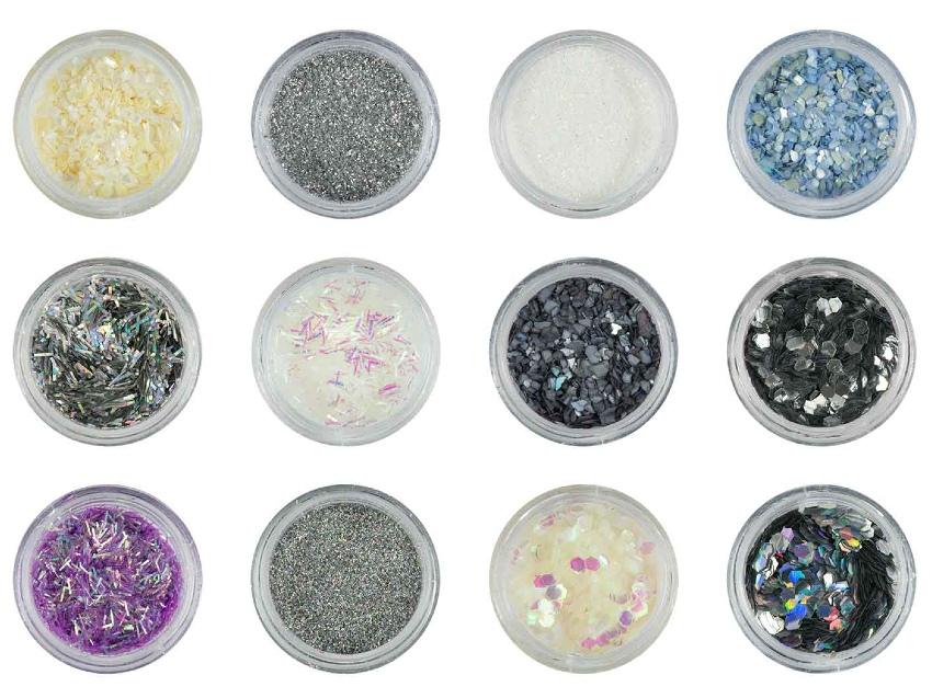 Nails Factory Nailart Glitter Mix Silver Glam 12er-Set