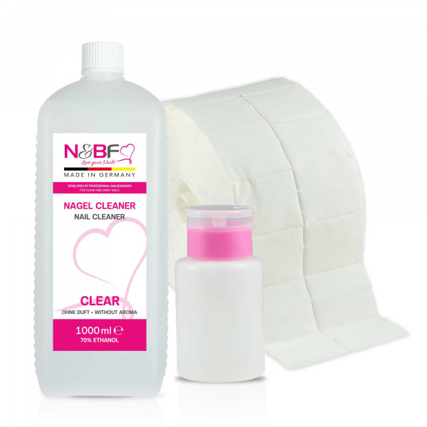 N&BF Nagel Cleaner all for one klar 1000ml + Zelletten & Dispenser