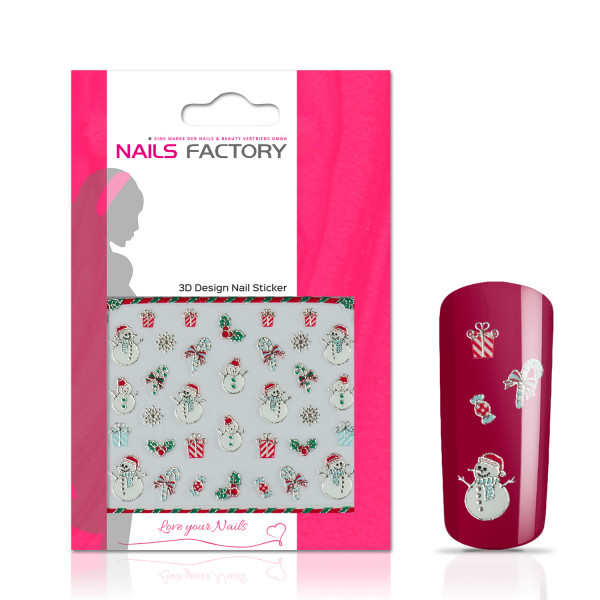 Nails Factory Nagelsticker Christmas Silver green Snowman