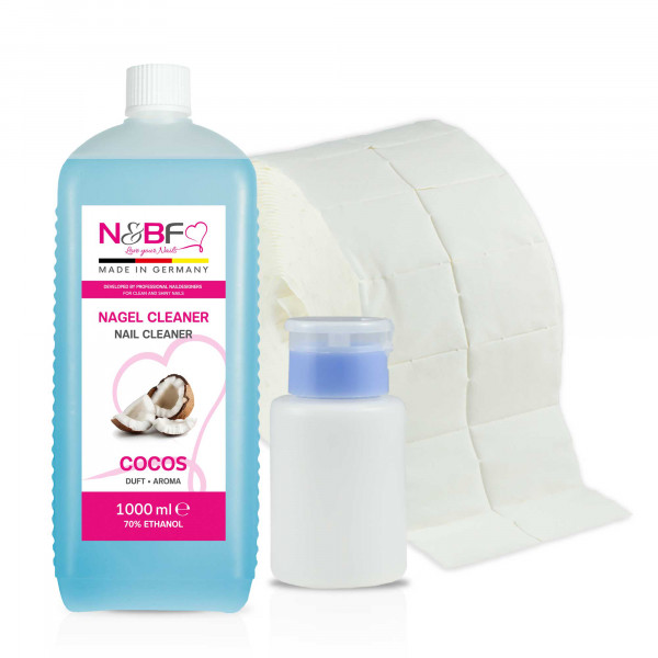 Nails & Beauty Factory Nagel Cleaner Ethanol 70% Dispenser Blau und Zelletten Set