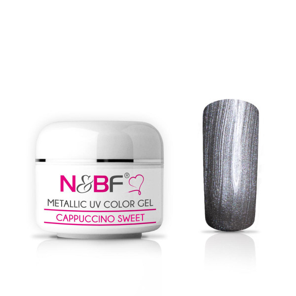 Nails & Beauty Factory Metallic Farbgel Cappuccino Sweet 5ml mit Nagel