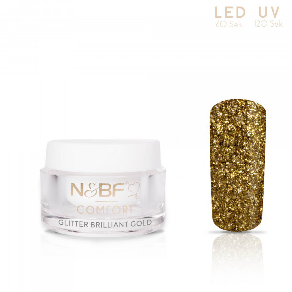 Nails & Beauty Factory Comfort Farbgel Glitter Brilliant Gold 5ml