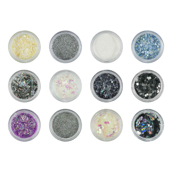 Nails Factory Nailart Glitter Mix Silver Glam 12er Set