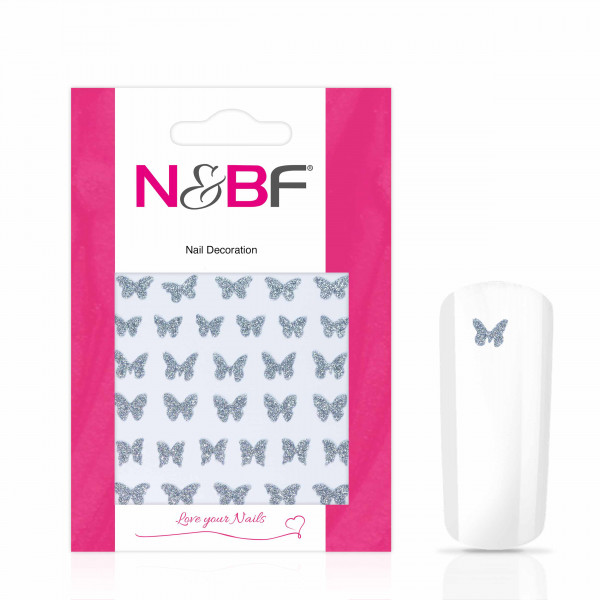 Nails & Beauty Factory Nagelsticker Glitter Silver Butterfly 