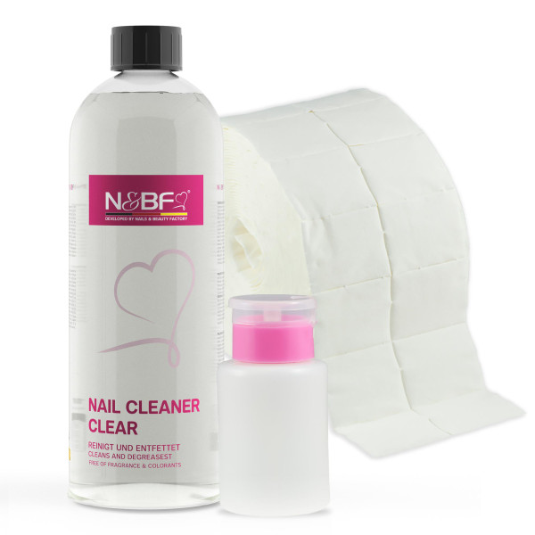 Nails Factory Nagel Cleaner mit Zelletten und Dispenser Rosa Set