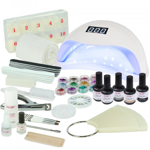 Nails & Beauty Factory Shellac Nagelstudio Starter Set UVA Lampe Weiss inkl. Glitter