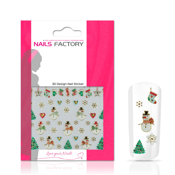 Nails Factory Nagelsticker Christmas green gold Snowman