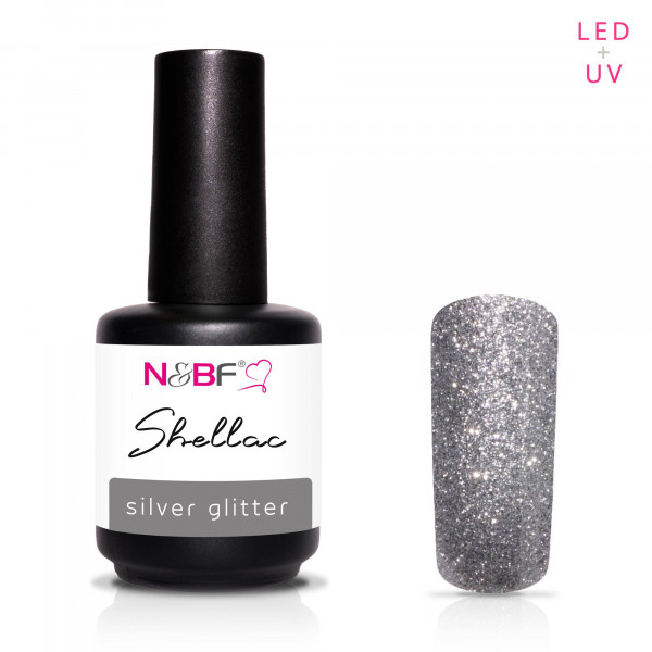 Nails & Beauty Factory Shellac Silver Glitter 12ml