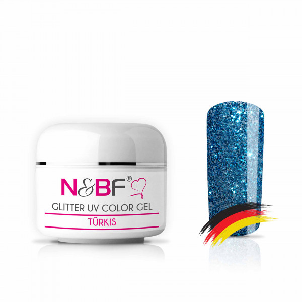Nails & Beauty Factory Glitter UV Colorgel Türkis Farbgel 5 ml