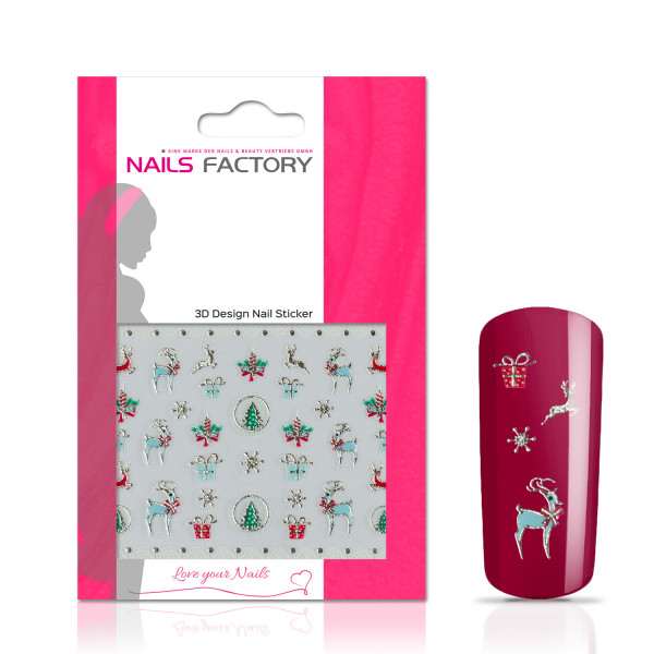 Nails Factory Nagelsticker Christmas silver green bambi